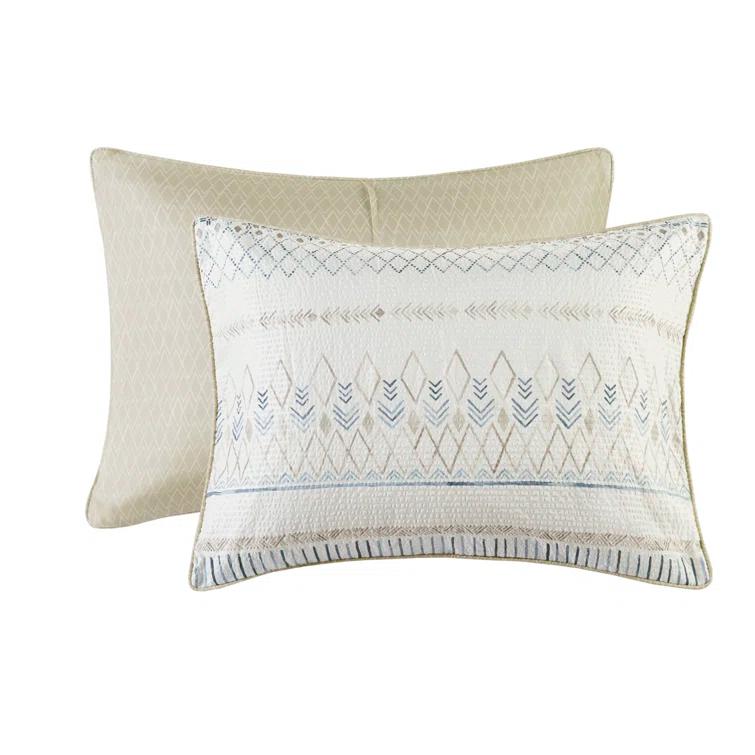 Madison Park Fraser 5 Piece Printed Seersucker Comforter Set with Throw Pillows