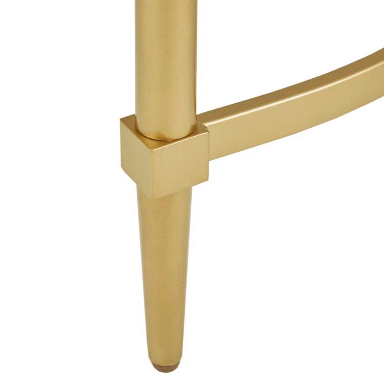 Bordeaux Marble Top Half-Moon Gold Metal Console Table