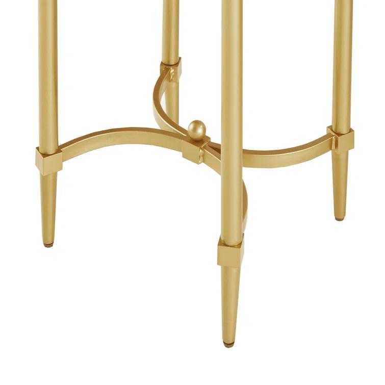 Bordeaux Marble Top Oval Gold Metal End Table