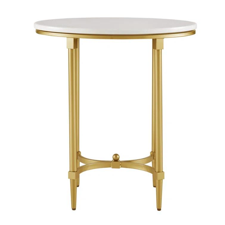 Bordeaux Marble Top Oval Gold Metal End Table
