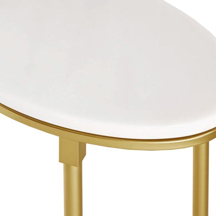 Bordeaux Marble Top Oval Gold Metal End Table