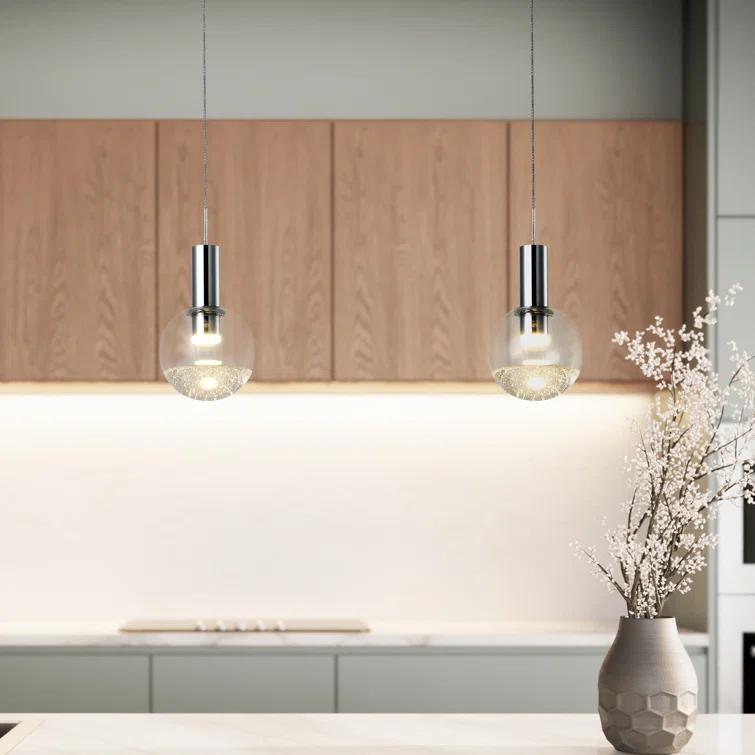Sienna 5-in Integrated LED Height Adjustable ETL Certified Pendant Light with Globe Shade