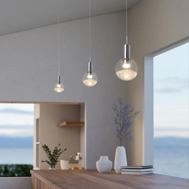 Sienna 5-in Integrated LED Height Adjustable ETL Certified Pendant Light with Globe Shade