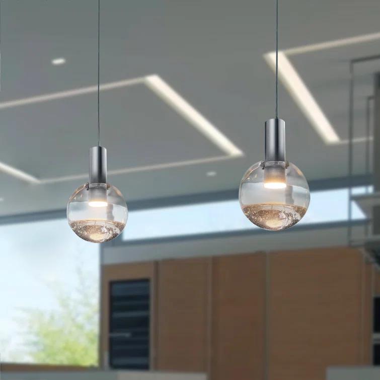 Sienna 5-in Integrated LED Height Adjustable ETL Certified Pendant Light with Globe Shade