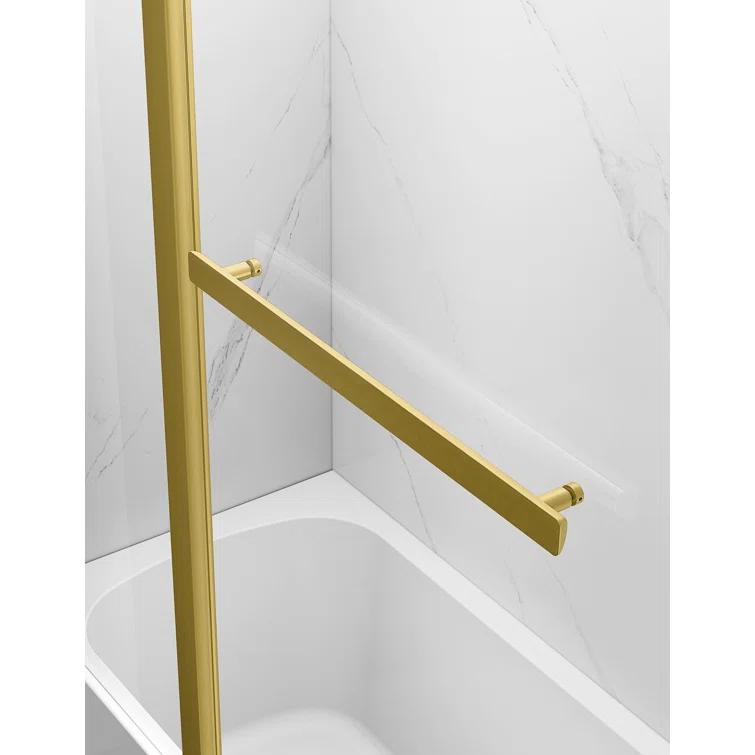 43" W x 58" H Frameless Glass Hinged Bathtub Shower Door with Clear Tempered Glass