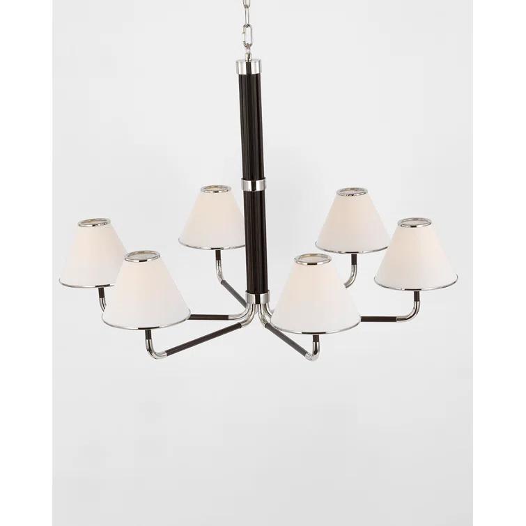 Rigby Polished Nickel and Ebony 6-Light Chandelier