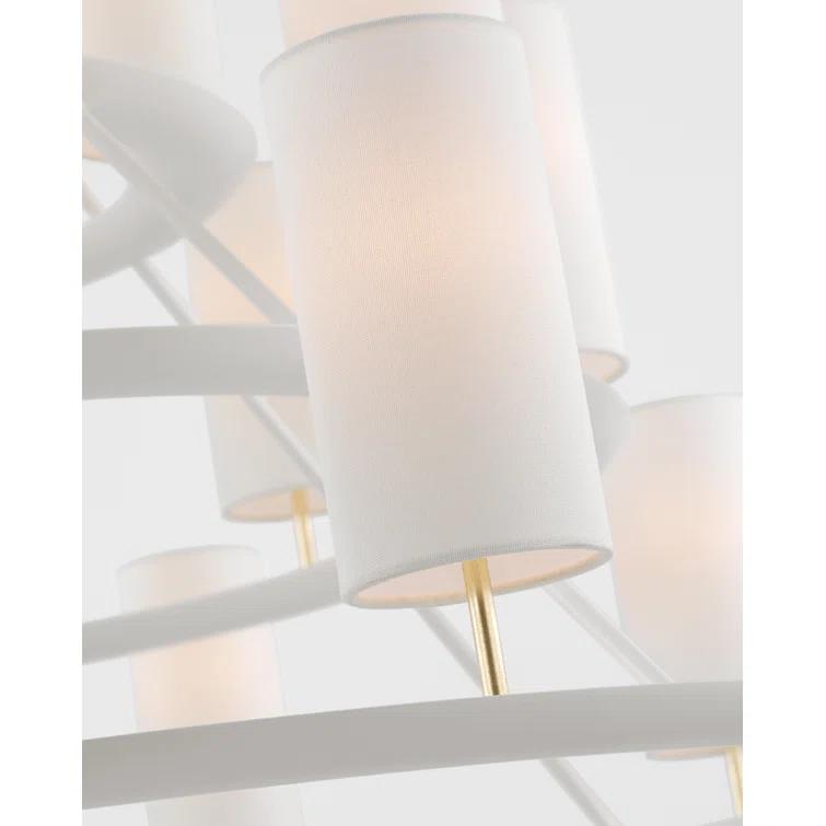 Trevi Matte White and Gild 20-Light Chandelier with Linen Shades