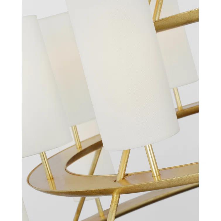 Trevi Matte White and Gild 20-Light Chandelier with Linen Shades