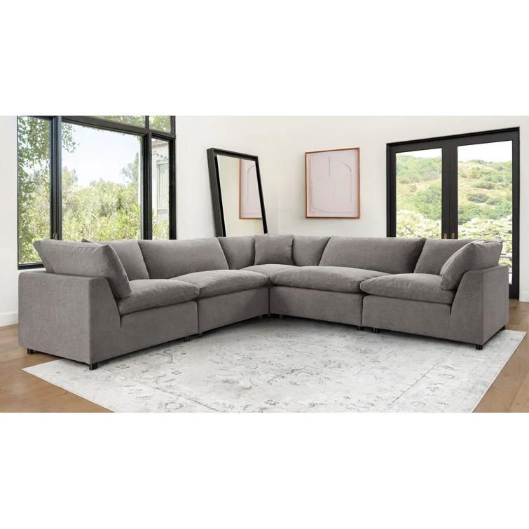 JoJo Fletcher Luxe Stain-Resistant Fabric 5Pc Two-Arm Sectional