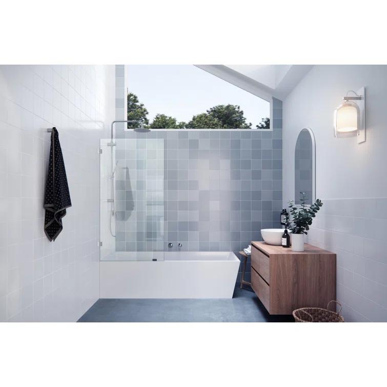 Vela 30 in. x 58.25 in. Frameless Single Fixed Bath Panel