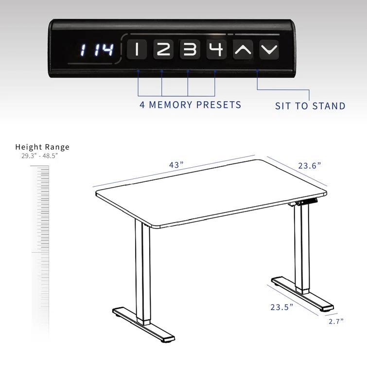 Vivo VIVO Single Motor Electric Desk with Push Button Memory Controller