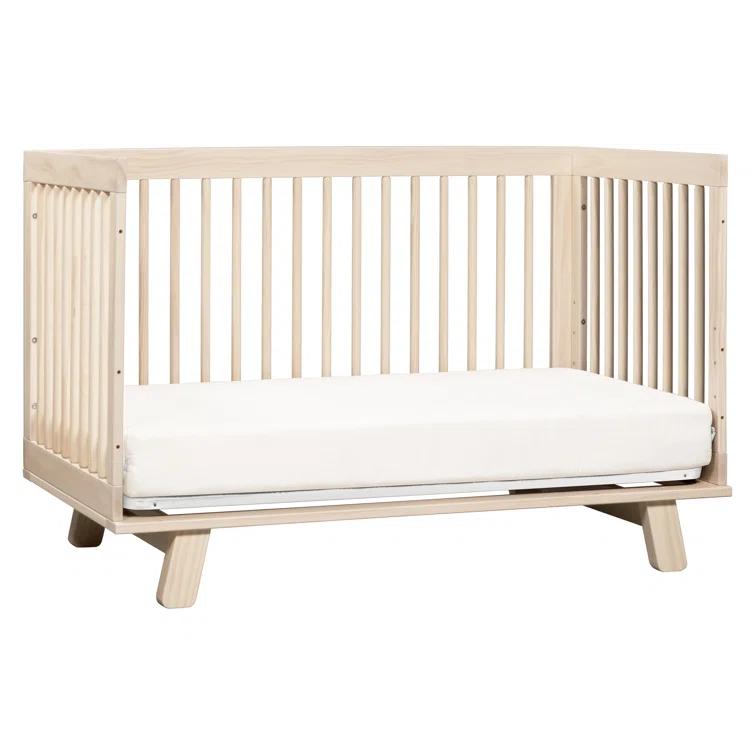 Babyletto Hudson Washed Natural Wood 3-in-1 Convertible Baby Crib with Toddler Bed Conversion Kit