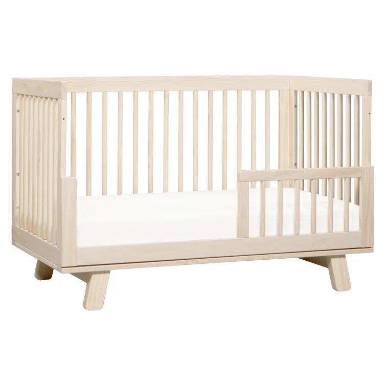Babyletto Hudson Washed Natural Wood 3-in-1 Convertible Baby Crib with Toddler Bed Conversion Kit
