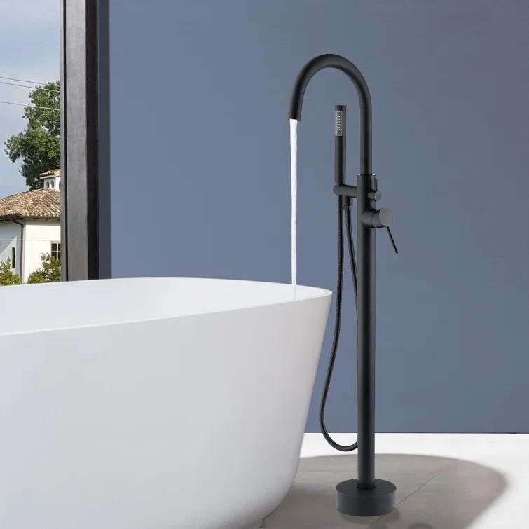 PENGFANG WORLDWIDE LLC Double Handle Floor Mounted Tub Filler With Handshower P017MBTF