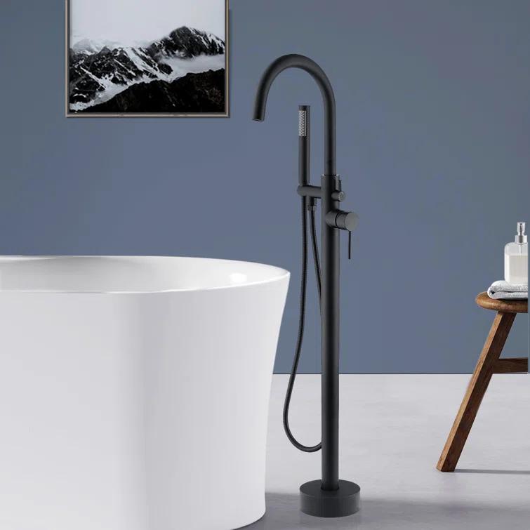 PENGFANG WORLDWIDE LLC Double Handle Floor Mounted Tub Filler With Handshower P017MBTF
