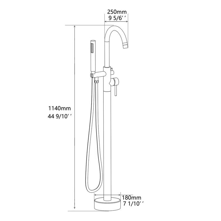 PENGFANG WORLDWIDE LLC Double Handle Floor Mounted Tub Filler With Handshower P017MBTF