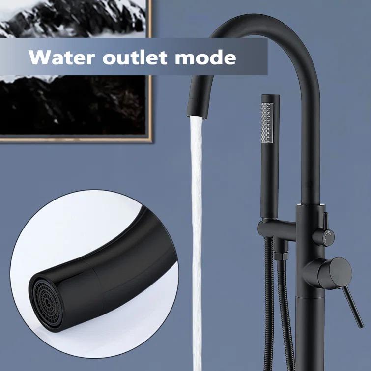 PENGFANG WORLDWIDE LLC Double Handle Floor Mounted Tub Filler With Handshower P017MBTF
