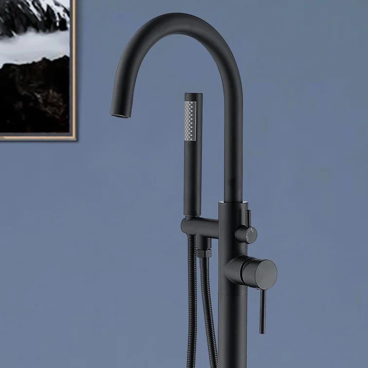 PENGFANG WORLDWIDE LLC Double Handle Floor Mounted Tub Filler With Handshower P017MBTF