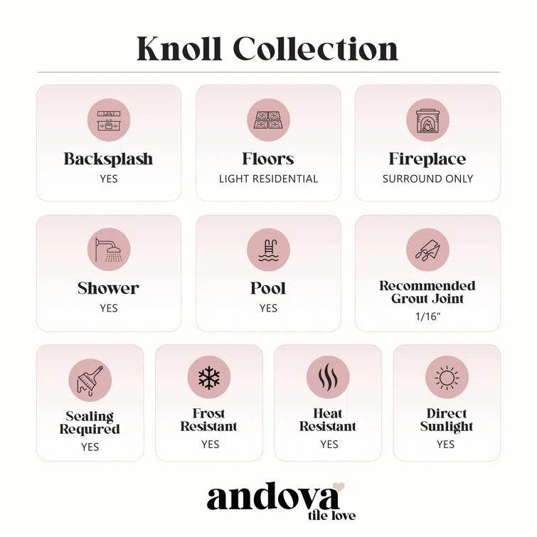 Knoll Natural Stone Mosaic Kitchen Backsplash, Bathroom, Shower, Pool, Wall and Floor Tile