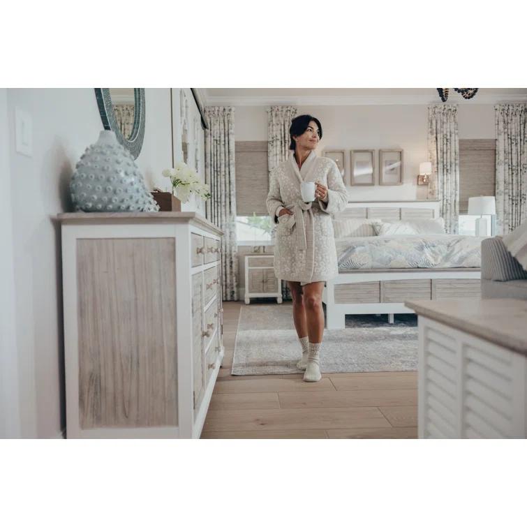 Charteris Solid Wood White Brown/Grey Panel Headboard