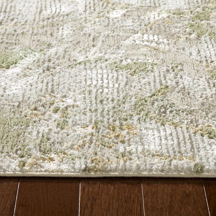 TOWN & COUNTRY LUXE Opaline Bold Marble Area Rug with Glam Metallic Ribbed Texture Pile, Sage Green