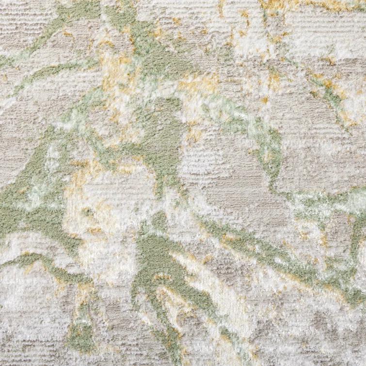 TOWN & COUNTRY LUXE Opaline Bold Marble Area Rug with Glam Metallic Ribbed Texture Pile, Sage Green