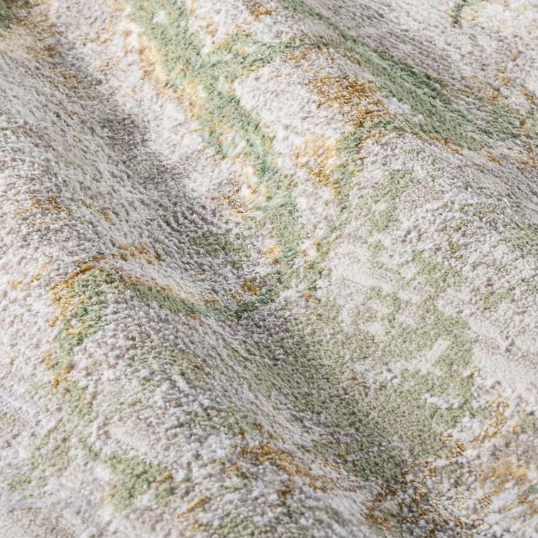 TOWN & COUNTRY LUXE Opaline Bold Marble Area Rug with Glam Metallic Ribbed Texture Pile, Sage Green