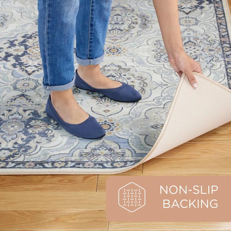 Town & Country Everyday Avani Medallion Everwash Washable Non-Slip Backing Area Rug Gray