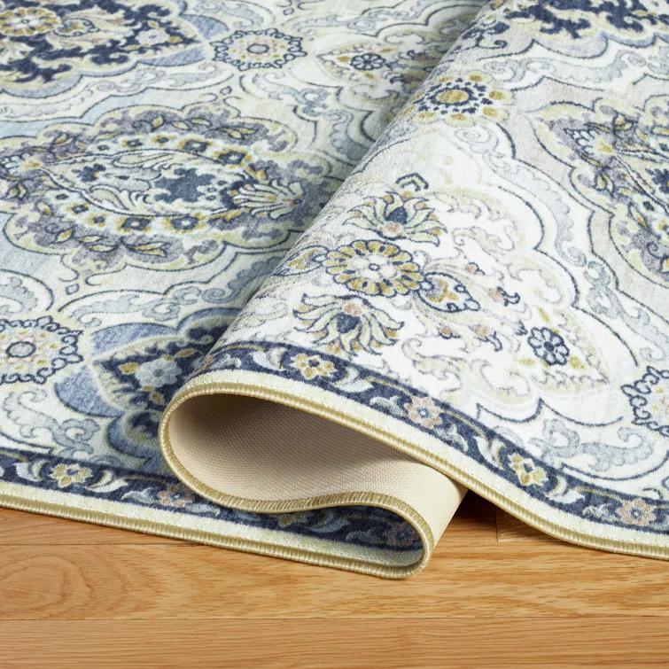 Town & Country Everyday Avani Medallion Everwash Washable Non-Slip Backing Area Rug Gray