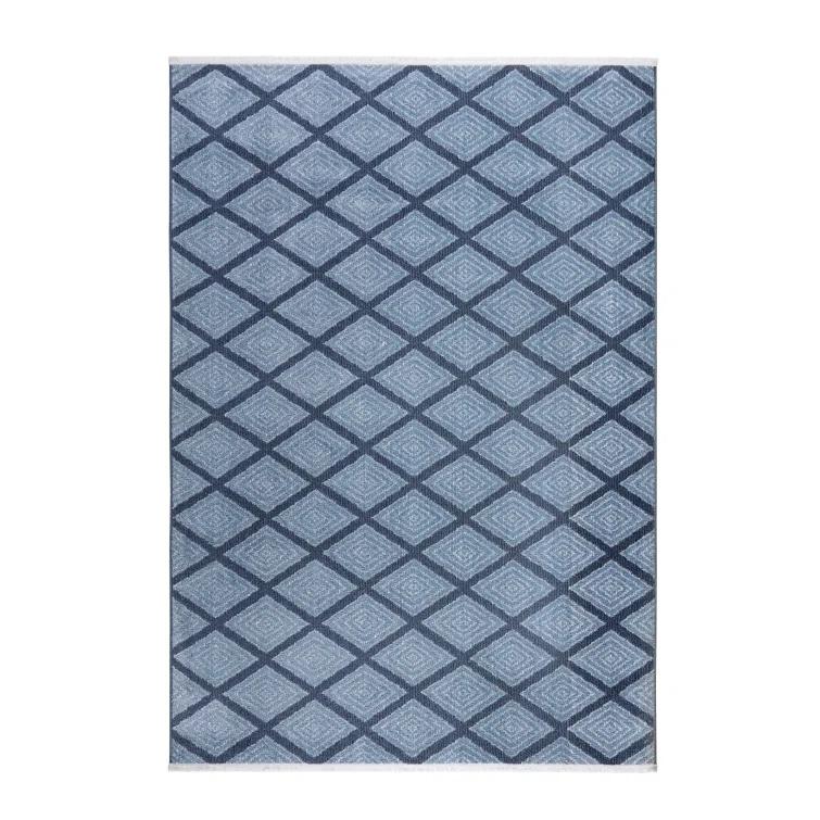 Town & Country Everyday Rein Solid Diamond Everwash Non-Slip Backing Washable Area Rug Blue