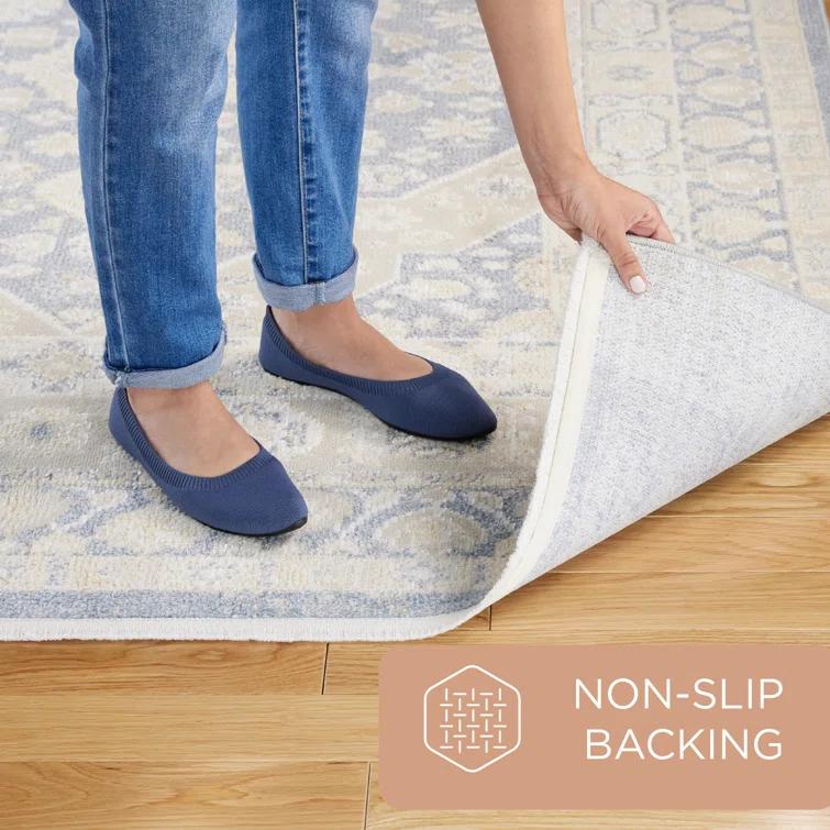 TOWN & COUNTRY EVERYDAY Rein Center Medallion Everwash Non-Slip Backing Washable Area Rug