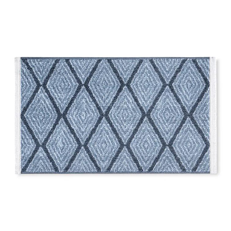 Town & Country Everyday Rein Solid Diamond Everwash Non-Slip Backing Washable Area Rug Blue