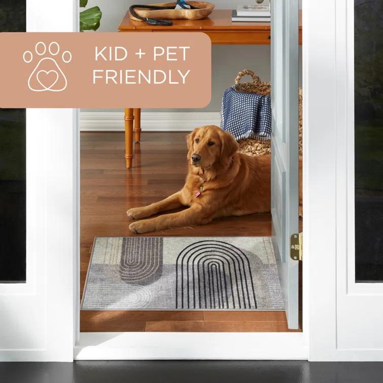 TOWN & COUNTRY EVERYDAY Avani Everwash Non-Slip Backing Area Rug Gray /Blue