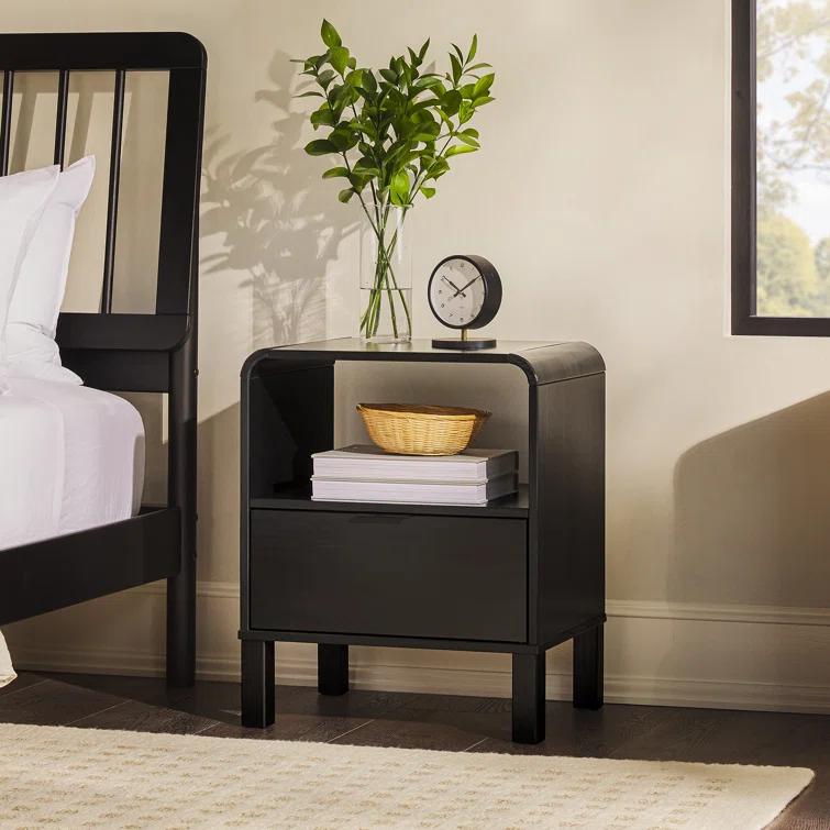 Asho 1-Drawer Solid Wood Nightstand