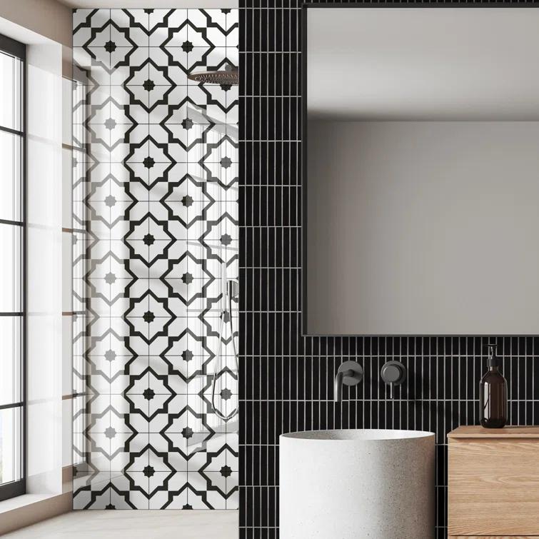 Amara 8" x 8" Encaustic Look Matte Porcelain Floor & Wall Tile