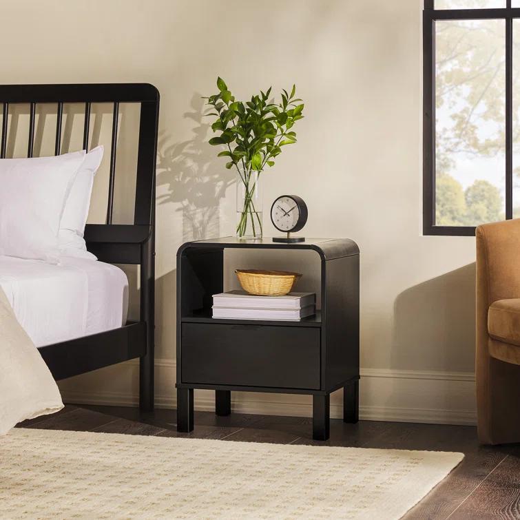 Asho 1-Drawer Solid Wood Nightstand