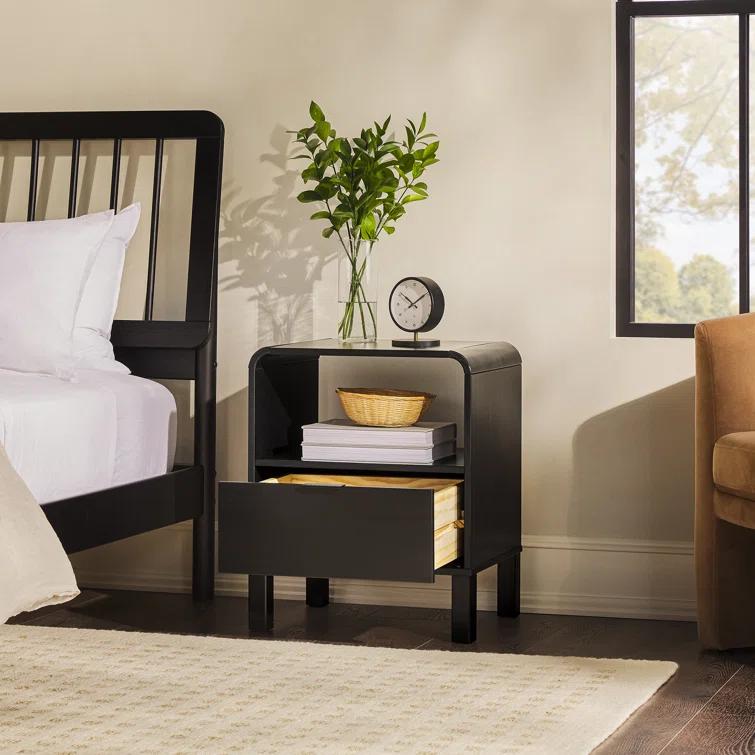 Asho 1-Drawer Solid Wood Nightstand