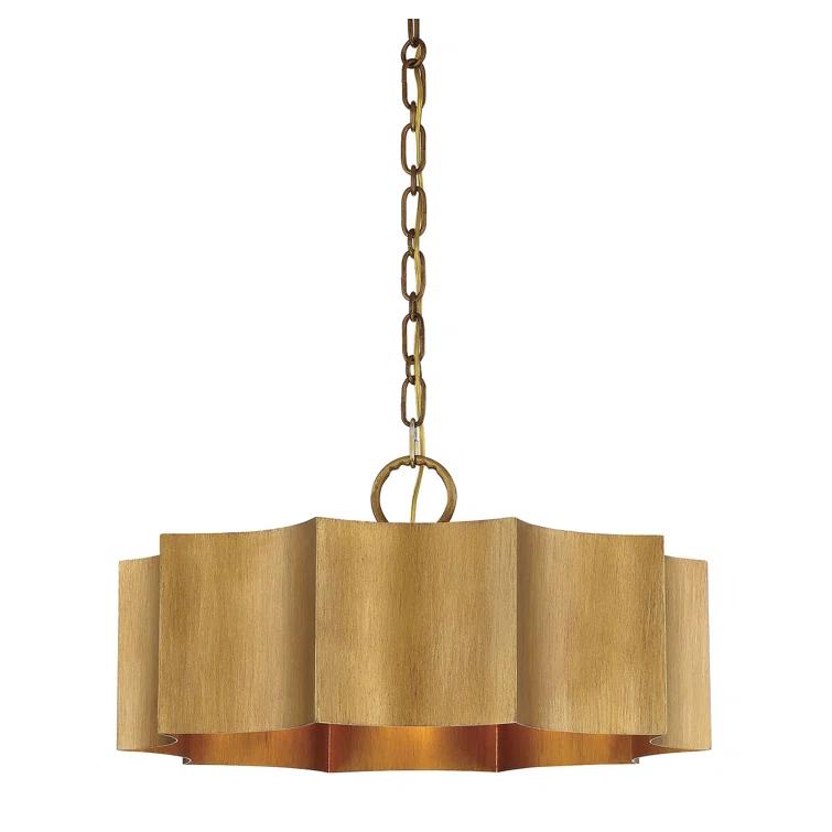 Carney 3 Light Metal Dimmable Scalloped Chandelier