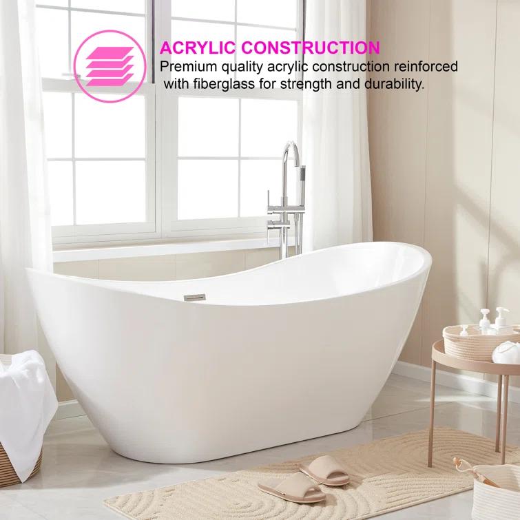 Ophelia 71" x 32'' Freestanding Soaking Acrylic Bathtub