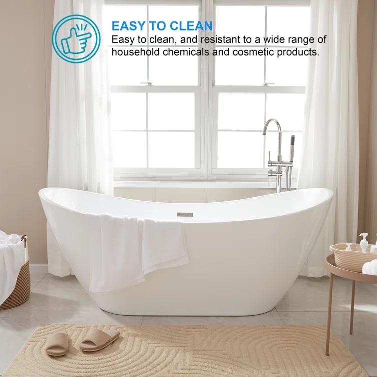 Ophelia 71" x 32'' Freestanding Soaking Acrylic Bathtub