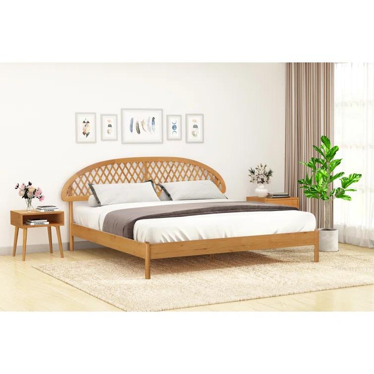 NTC Gem Solid Wood Bed Frame with Headboard and Silent Slats, 1000 Lbs. Capacity Bed Frame