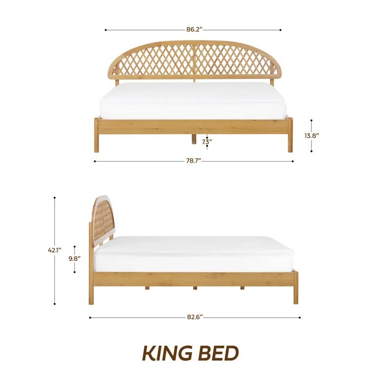 NTC Gem Solid Wood Bed Frame with Headboard and Silent Slats, 1000 Lbs. Capacity Bed Frame