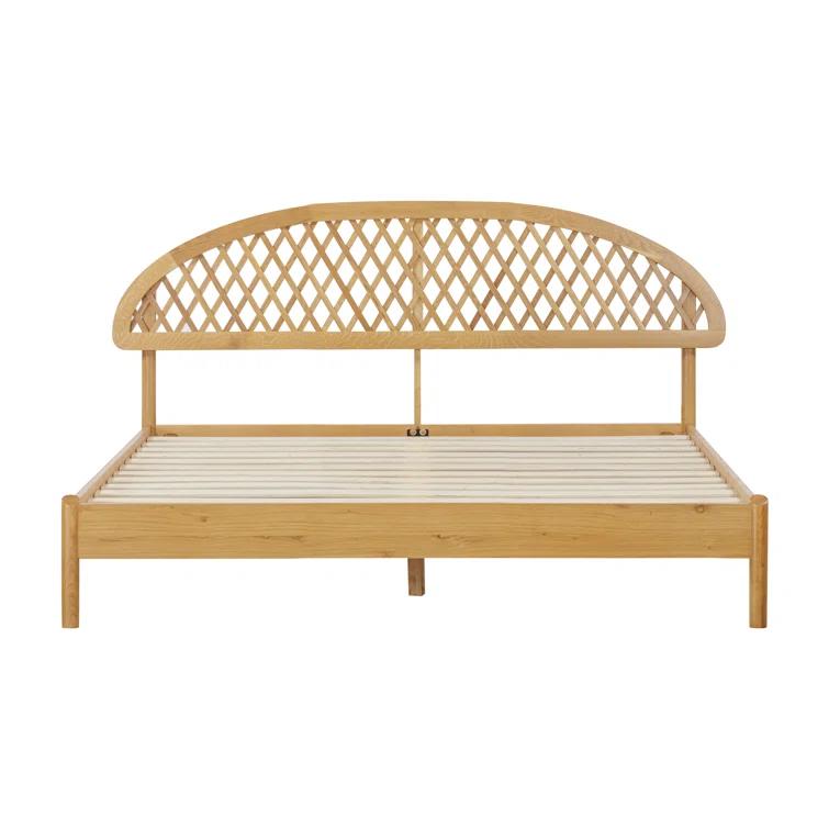 NTC Gem Solid Wood Bed Frame with Headboard and Silent Slats, 1000 Lbs. Capacity Bed Frame