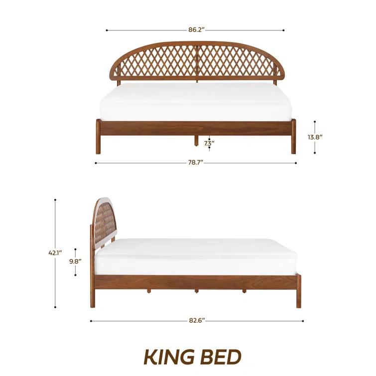 NTC Gem Solid Wood Bed Frame with Headboard and Silent Slats, 1000 Lbs. Capacity Bed Frame