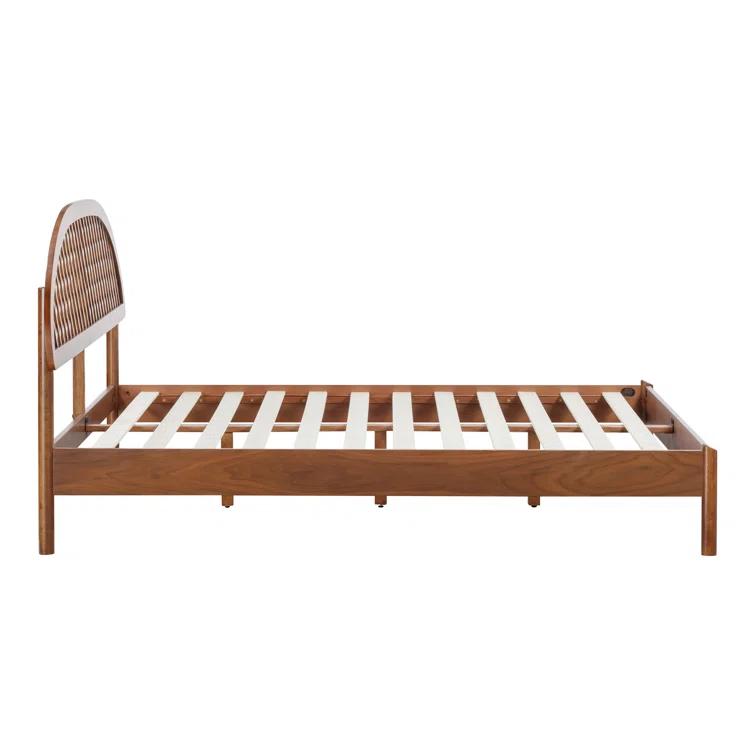 NTC Gem Solid Wood Bed Frame with Headboard and Silent Slats, 1000 Lbs. Capacity Bed Frame