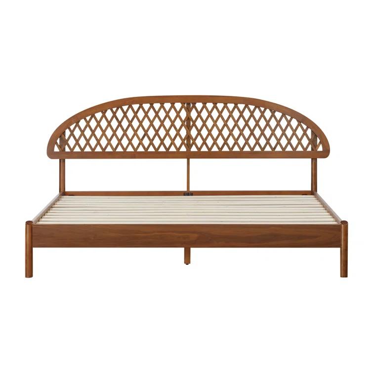 NTC Gem Solid Wood Bed Frame with Headboard and Silent Slats, 1000 Lbs. Capacity Bed Frame