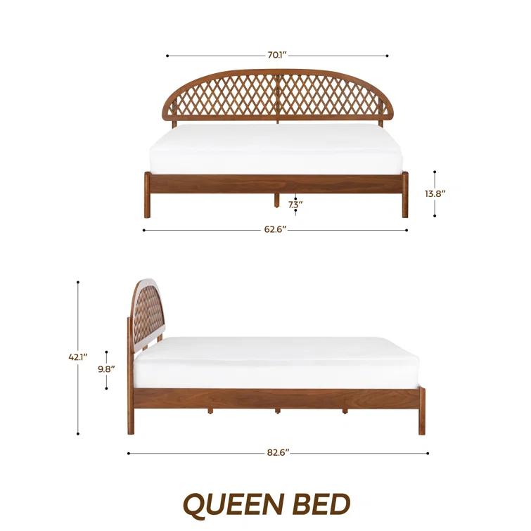 NTC Gem Solid Wood Bed Frame with Headboard and Silent Slats, 1000 Lbs. Capacity Bed Frame