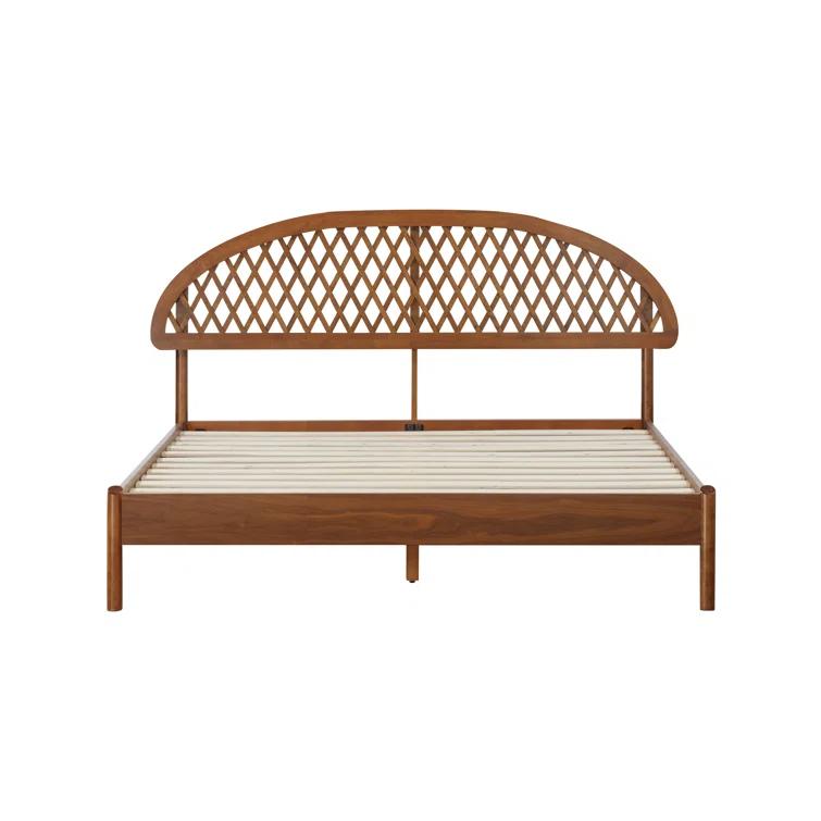 NTC Gem Solid Wood Bed Frame with Headboard and Silent Slats, 1000 Lbs. Capacity Bed Frame