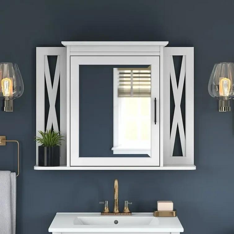 32''W Surface Framed Medicine Cabinet with Mirror