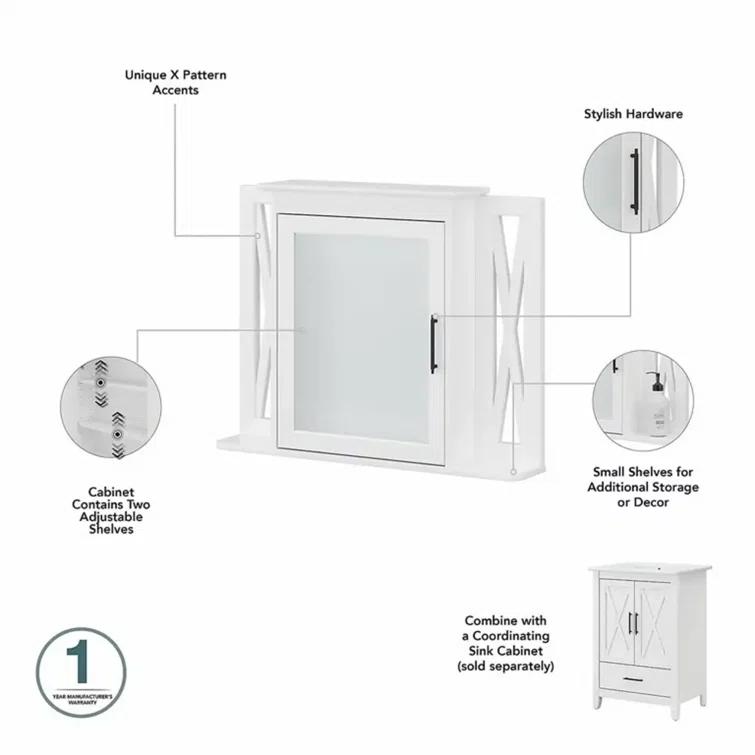 32''W Surface Framed Medicine Cabinet with Mirror